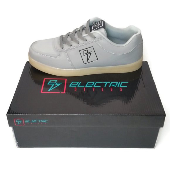 Electric Styles LED Shoes Women's Light Up Glow Sneakers gray Lo Top Bolt EDM - Picture 2 of 14